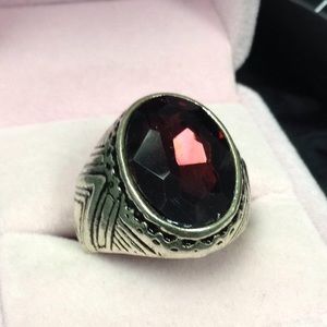 Size 9 purple stone silver ring